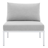 Cliff Sunbrella® Basket Weave Outdoor Patio Aluminum Armless Chair in Taupe Gray