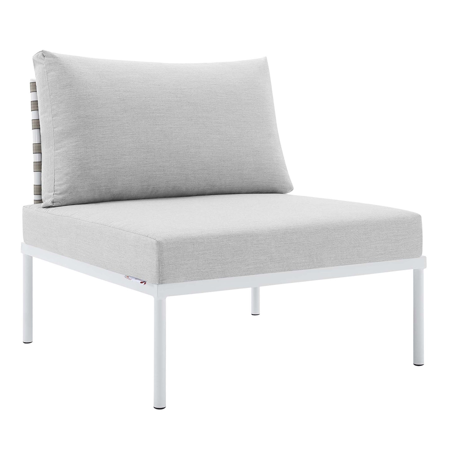Harmony SunbrellaÂ® Basket Weave Outdoor Patio Aluminum Armless Chair by Furniture For America