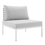 Cliff Sunbrella® Basket Weave Outdoor Patio Aluminum Armless Chair in Tan Gray