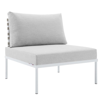 Harmony SunbrellaÂ® Basket Weave Outdoor Patio Aluminum Armless Chair by Furniture For America