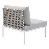 Cliff Sunbrella® Basket Weave Outdoor Patio Aluminum Armless Chair in Tan Gray