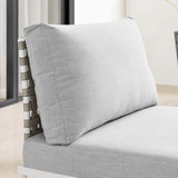 Cliff Sunbrella® Basket Weave Outdoor Patio Aluminum Armless Chair in Tan Gray