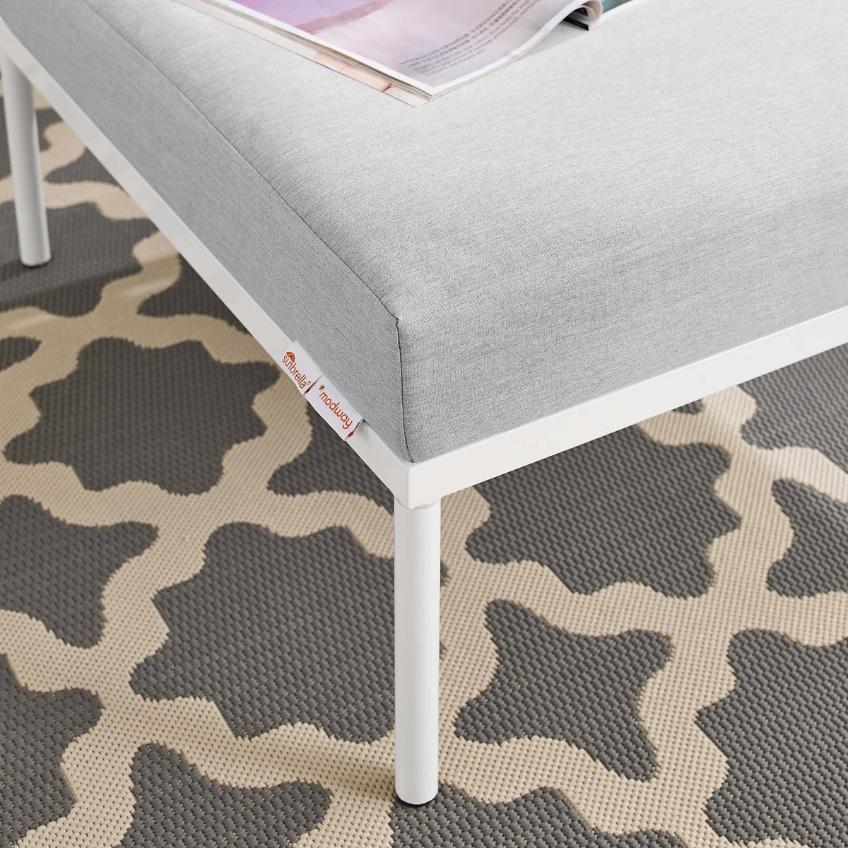 Harmony Sunbrella® Outdoor Patio Aluminum Ottoman in Gray