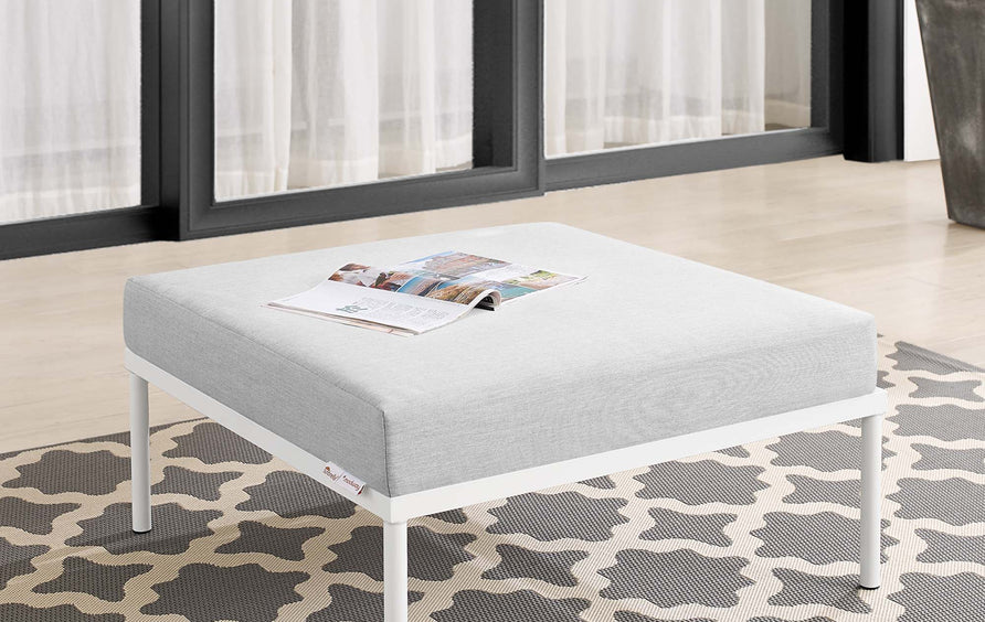 Cliff Sunbrella® Outdoor Patio Aluminum Ottoman in Gray