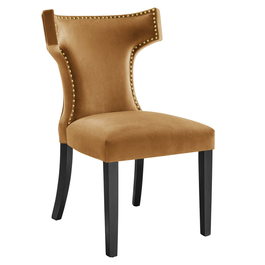 Spire Performance Velvet Dining Chairs Set of 2 in Cognac