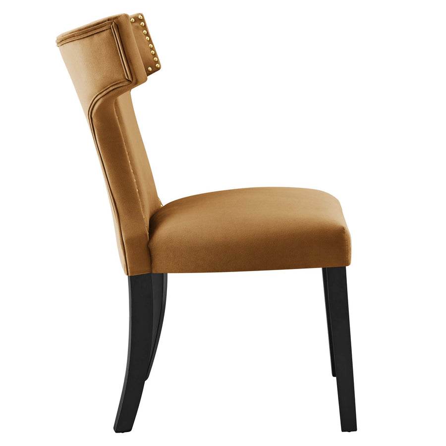 Spire Performance Velvet Dining Chairs Set of 2 in Cognac