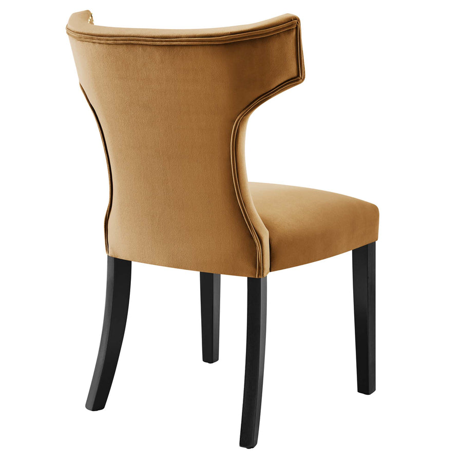 Spire Performance Velvet Dining Chairs Set of 2 in Cognac