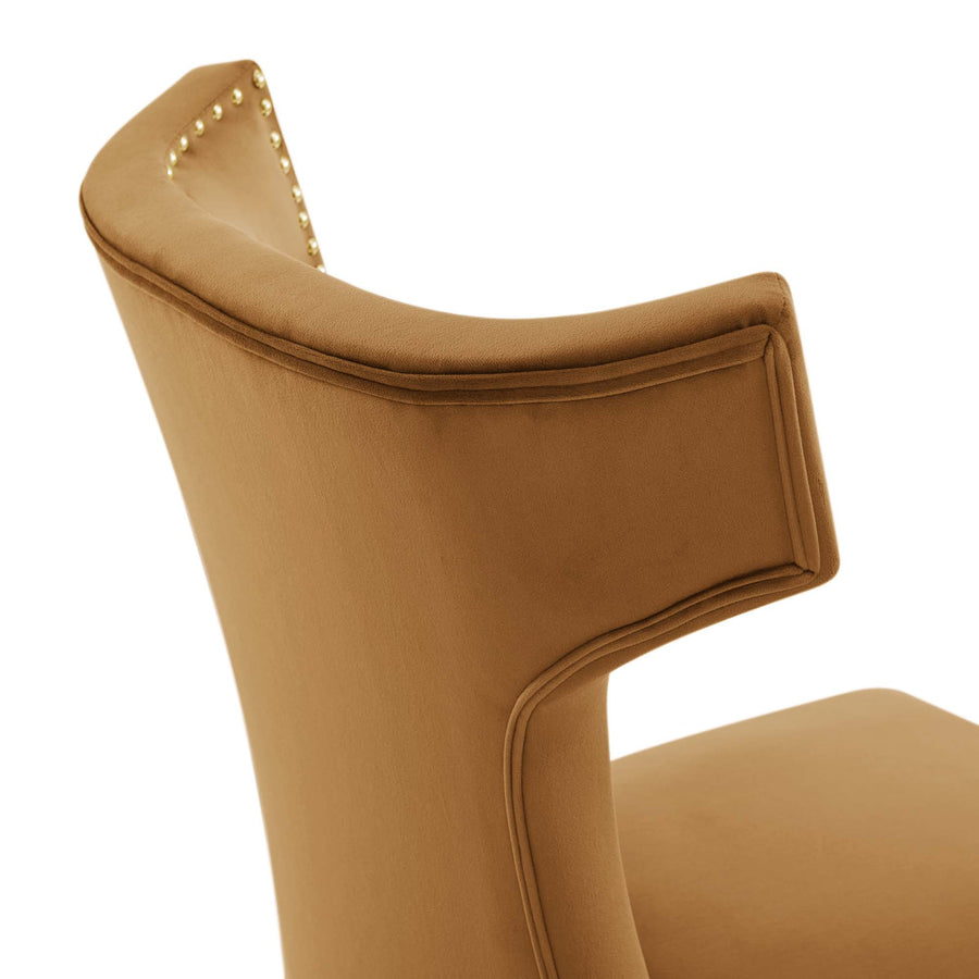 Spire Performance Velvet Dining Chairs Set of 2 in Cognac