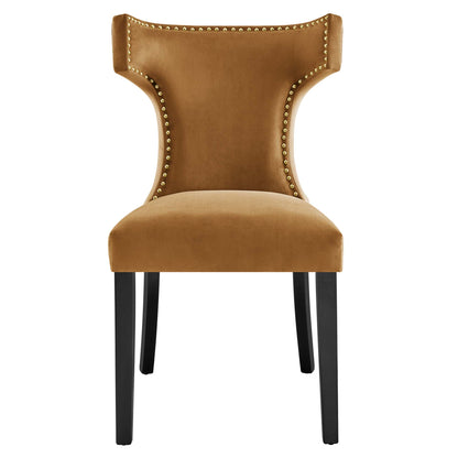 Curve Performance Velvet Dining Chairs Set of 2 by Furniture For America