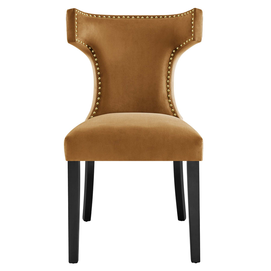 Spire Performance Velvet Dining Chairs Set of 2 in Cognac
