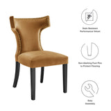 Spire Performance Velvet Dining Chairs Set of 2 in Cognac