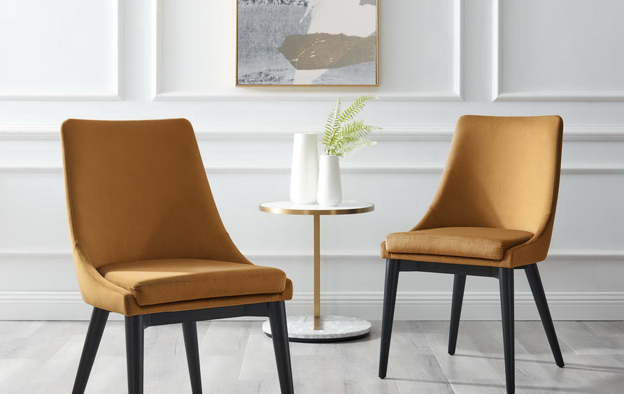 Foyer Performance Velvet Dining Chair in Cognac