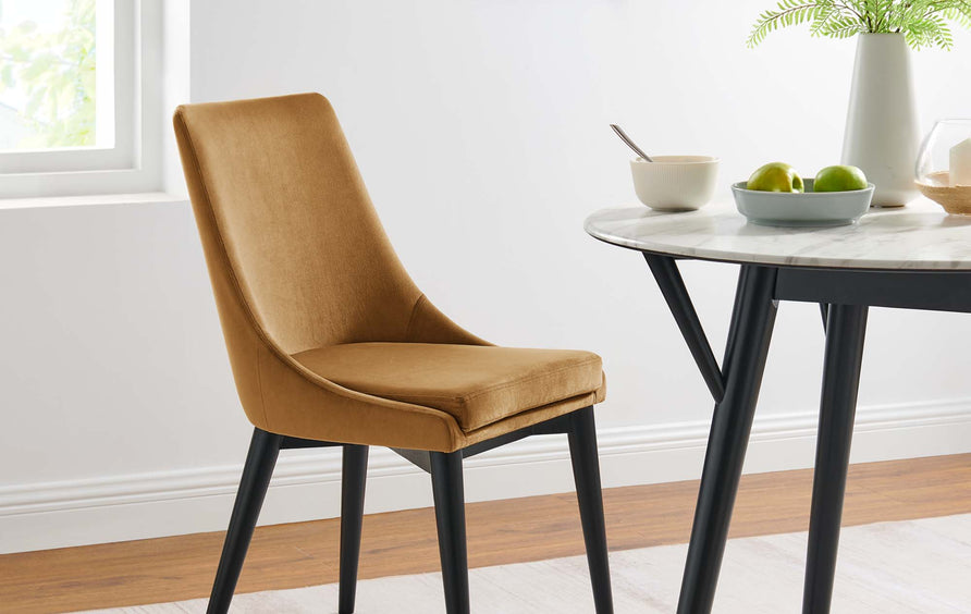 Foyer Performance Velvet Dining Chair in Cognac