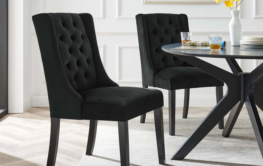 Ellison Performance Velvet Dining Chairs Set of 2 in Black