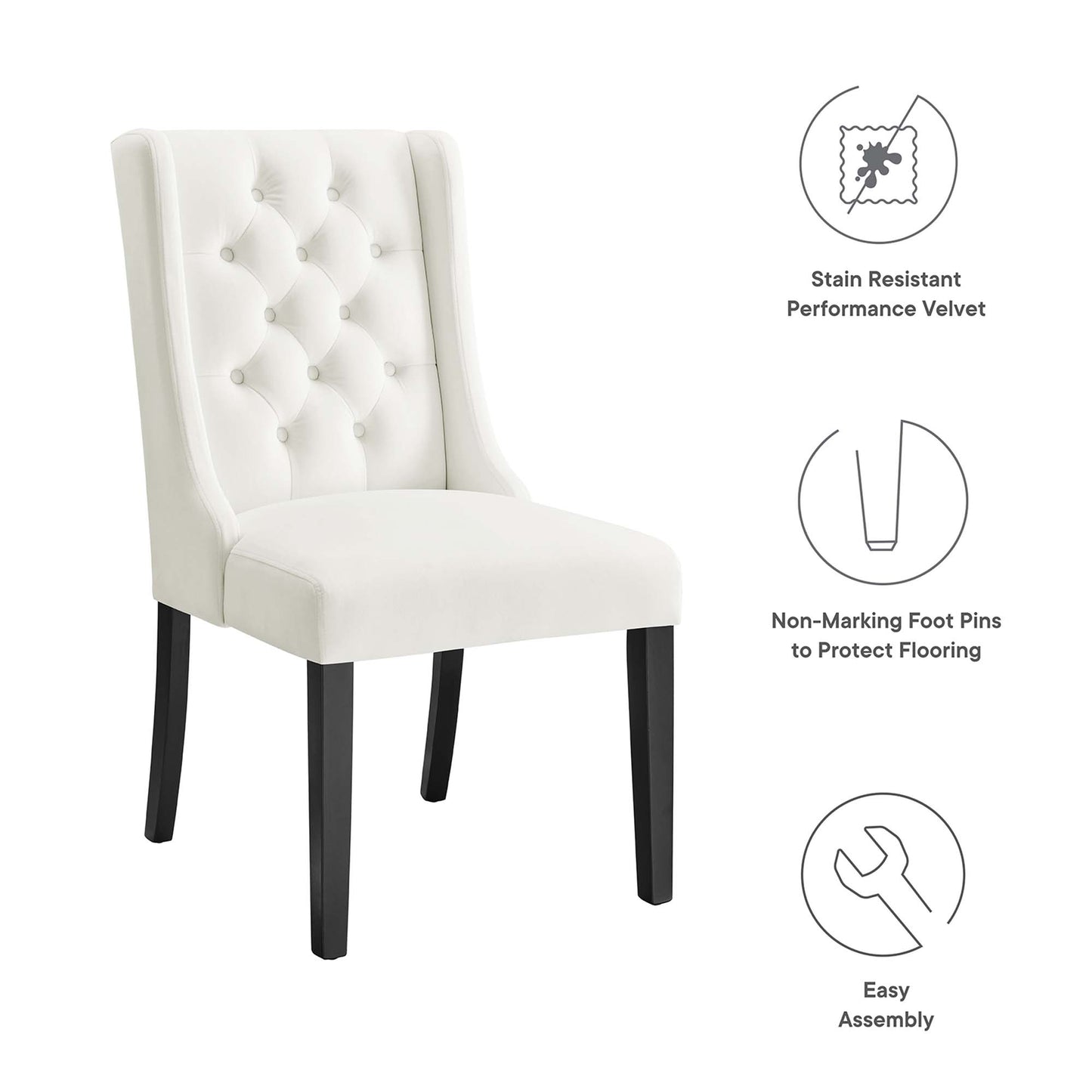 Baronet Performance Velvet Dining Chairs Set of 2 by Furniture For America
