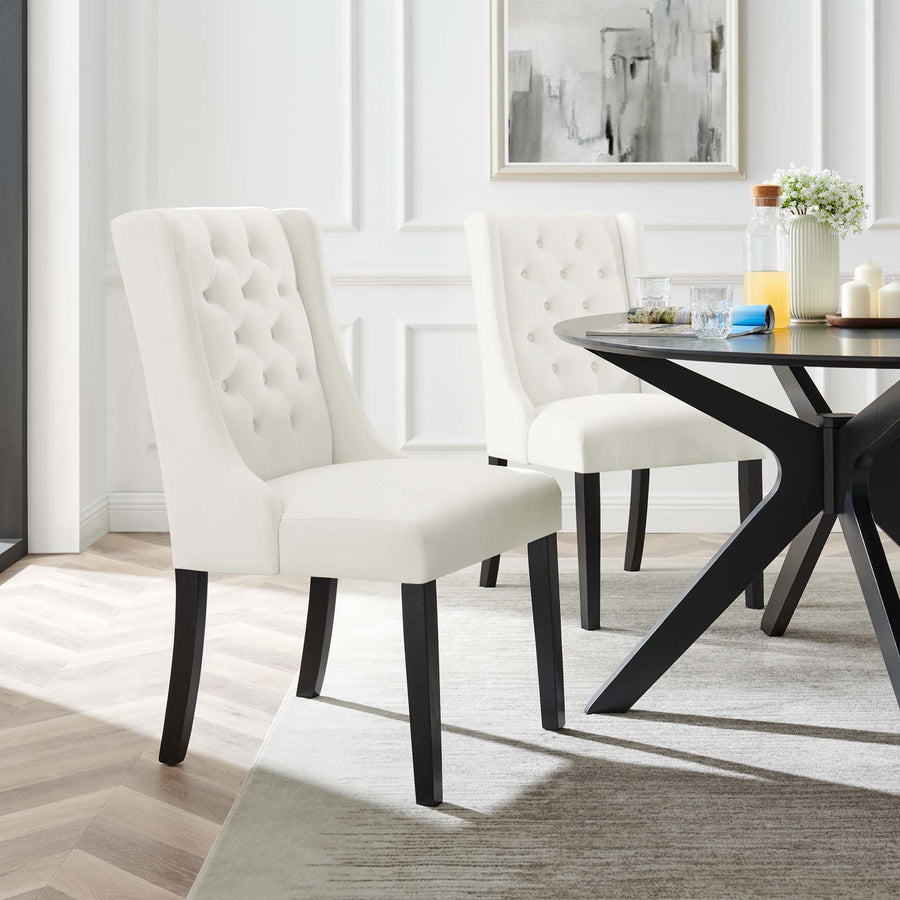 Ellison Performance Velvet Dining Chairs Set of 2 in White