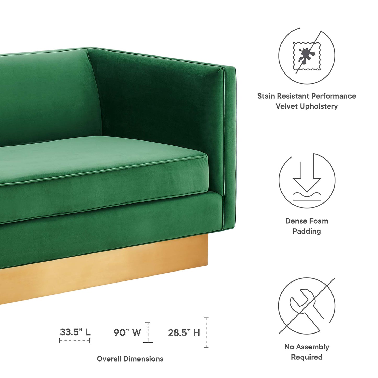 Eminence Upholstered Performance Velvet Sofa by Furniture for America