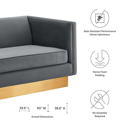 Eminence Upholstered Performance Velvet Sofa by Furniture for America