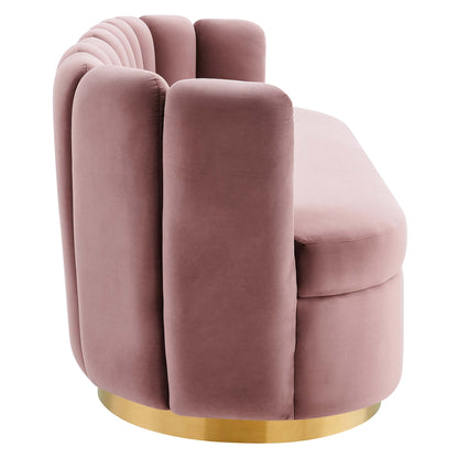 Victoria Channel Tufted Performance Velvet Sofa by Furniture for America