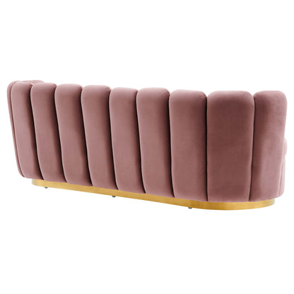 Victoria Channel Tufted Performance Velvet Sofa by Furniture for America