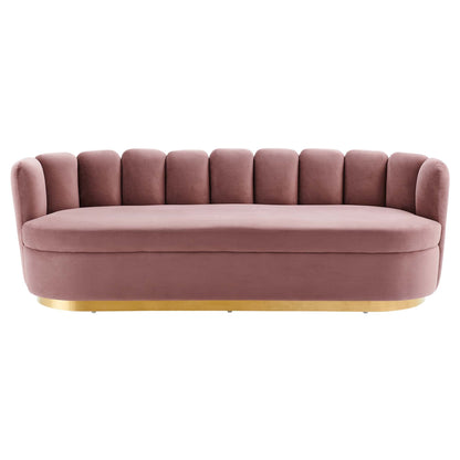 Victoria Channel Tufted Performance Velvet Sofa by Furniture for America