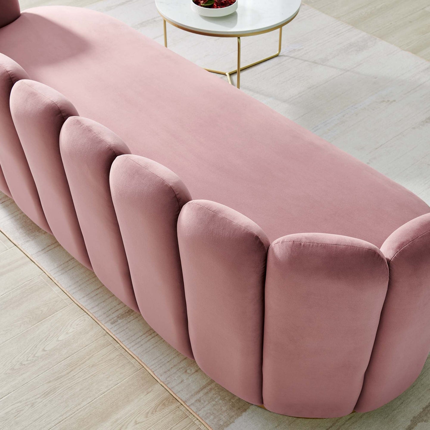 Victoria Channel Tufted Performance Velvet Sofa by Furniture for America