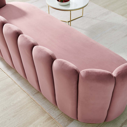 Victoria Channel Tufted Performance Velvet Sofa by Furniture for America