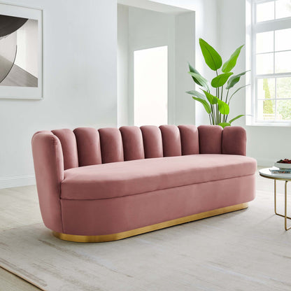 Victoria Channel Tufted Performance Velvet Sofa by Furniture for America