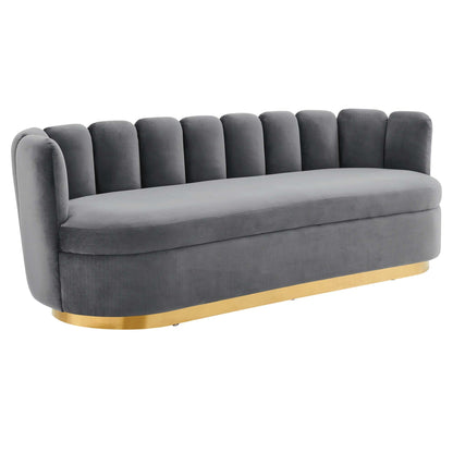Victoria Channel Tufted Performance Velvet Sofa by Furniture for America