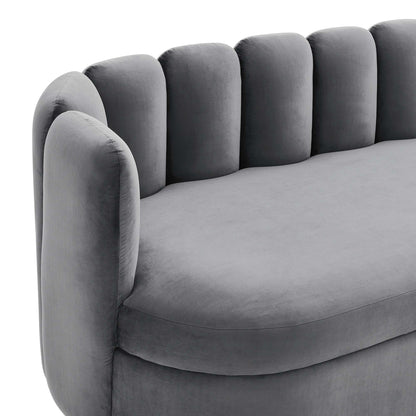 Victoria Channel Tufted Performance Velvet Sofa by Furniture for America