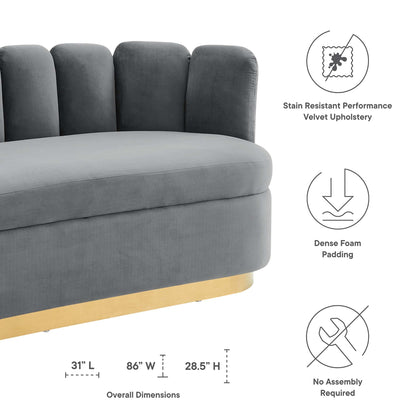 Victoria Channel Tufted Performance Velvet Sofa by Furniture for America