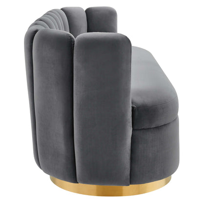 Victoria Channel Tufted Performance Velvet Sofa by Furniture for America