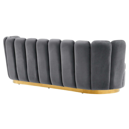 Victoria Channel Tufted Performance Velvet Sofa by Furniture for America