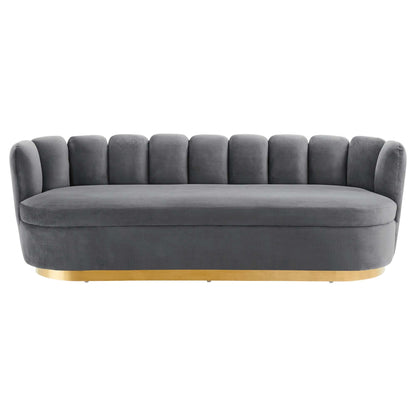 Victoria Channel Tufted Performance Velvet Sofa by Furniture for America