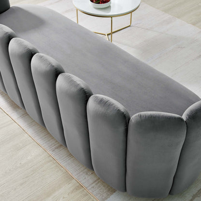 Victoria Channel Tufted Performance Velvet Sofa by Furniture for America