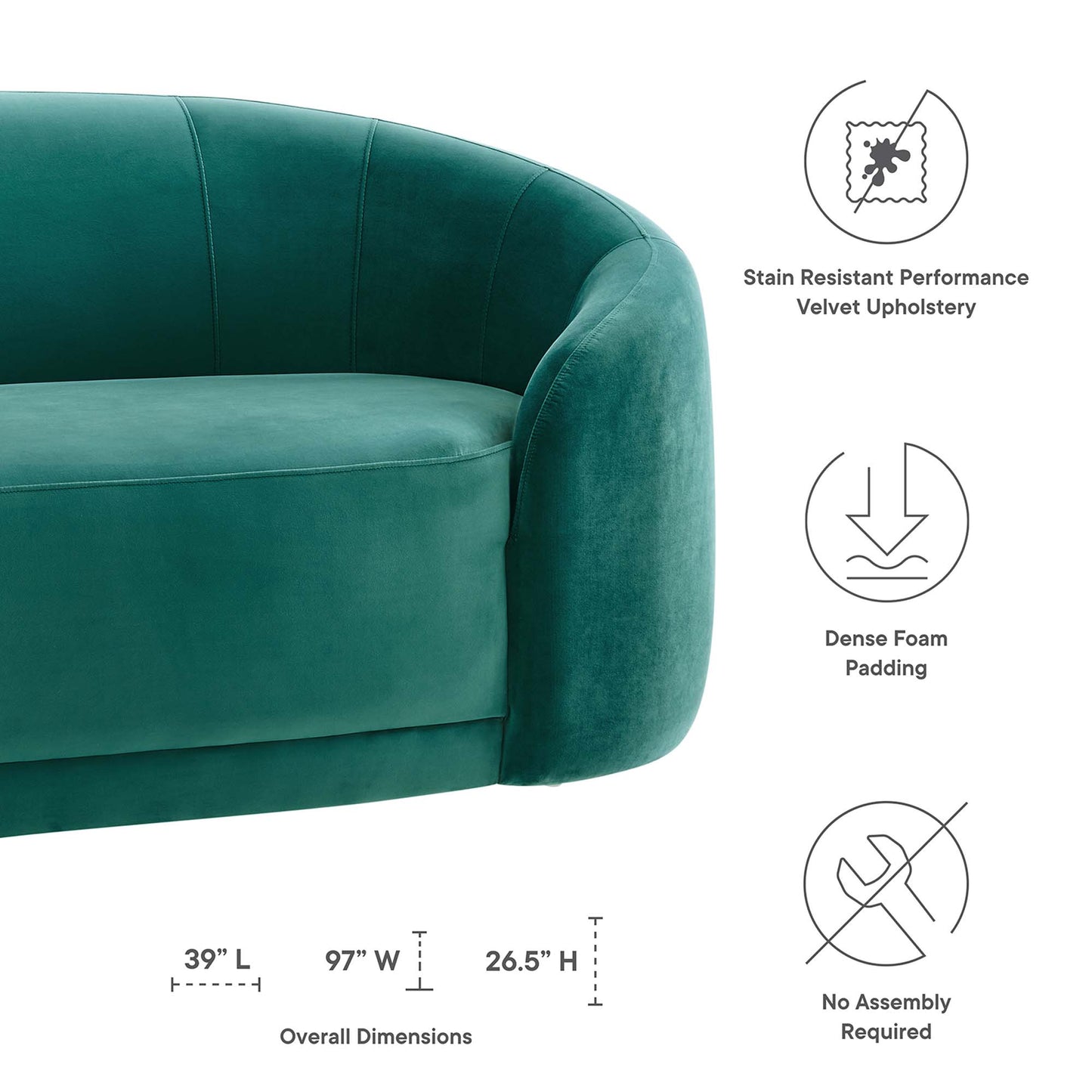 Contessa Performance Velvet Sofa by Furniture for America