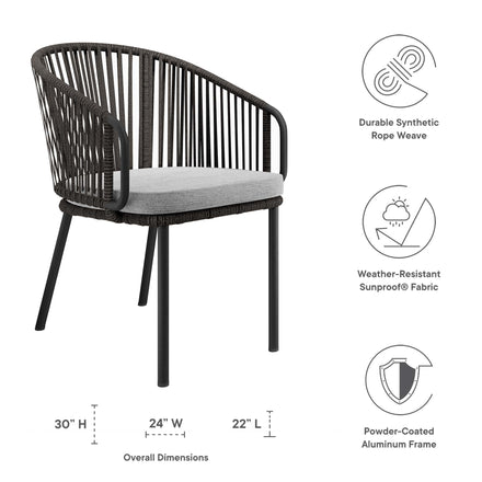 Harbor Outdoor Patio Armchair in Charcoal Gray