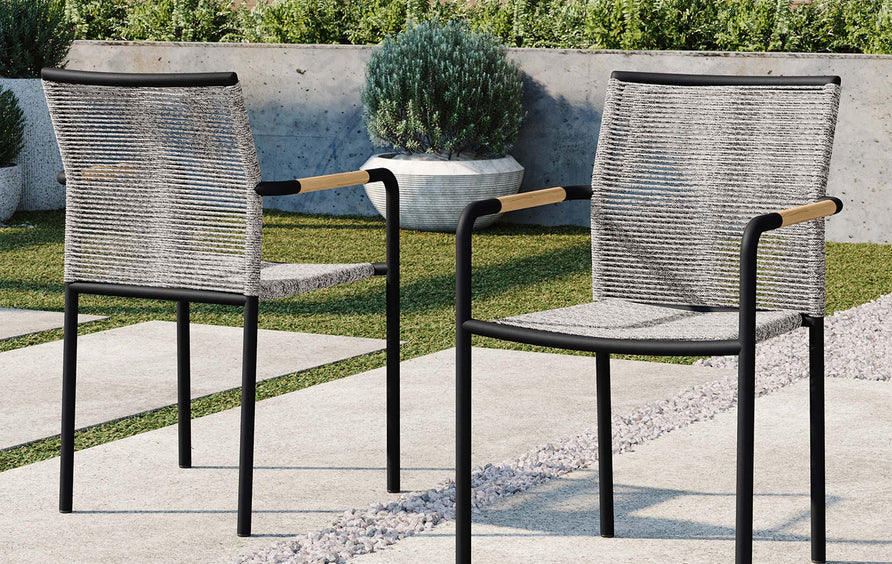 Slane Outdoor Patio Armchairs Set of 2 in Light Gray
