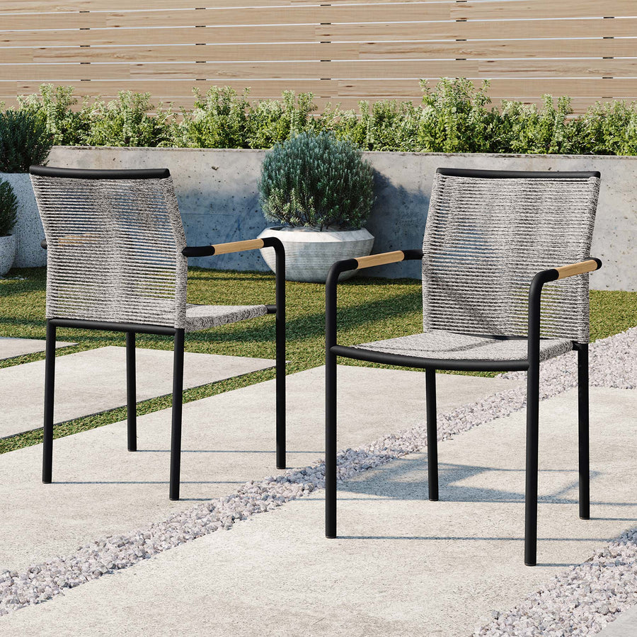 Slane Outdoor Patio Armchairs Set of 2 in Light Gray