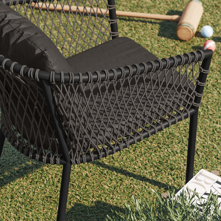 Spiddal Outdoor Patio Dining Armchair in Charcoal Charcoal
