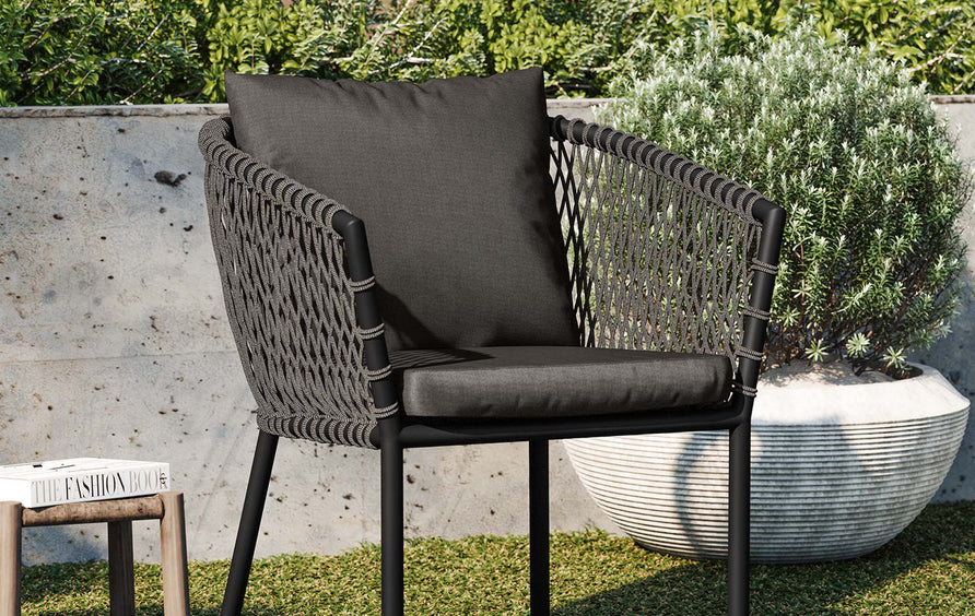 Spiddal Outdoor Patio Dining Armchair in Charcoal Charcoal