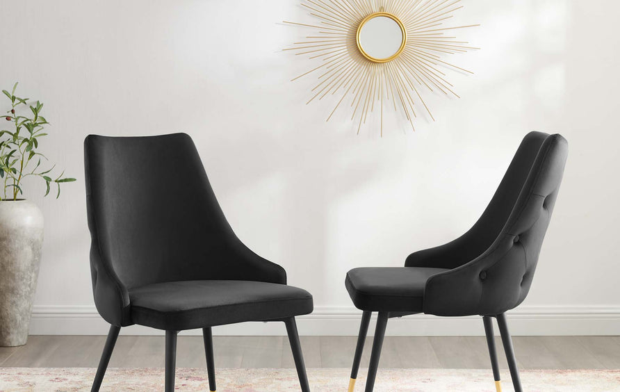 Sirocco Performance Velvet Dining Side Chair Set of 2 in Black