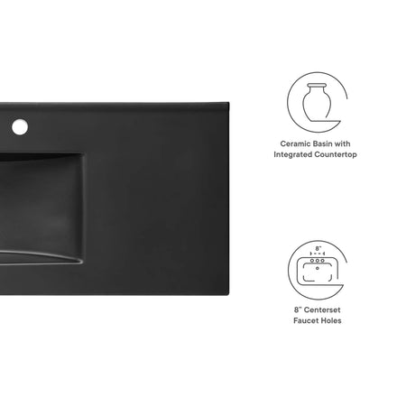 Cayman 48" Single Basin Bathroom Sink in Black