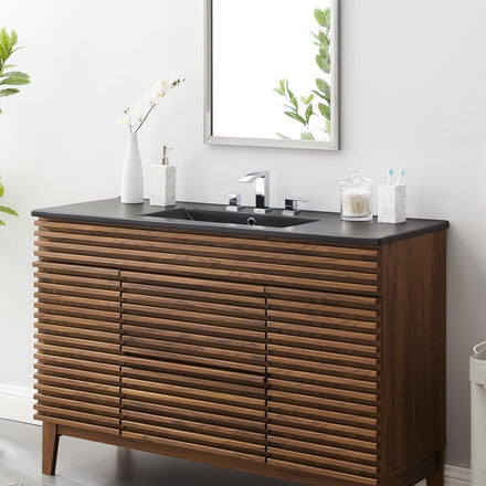 Cayman 48" Single Basin Bathroom Sink in Black