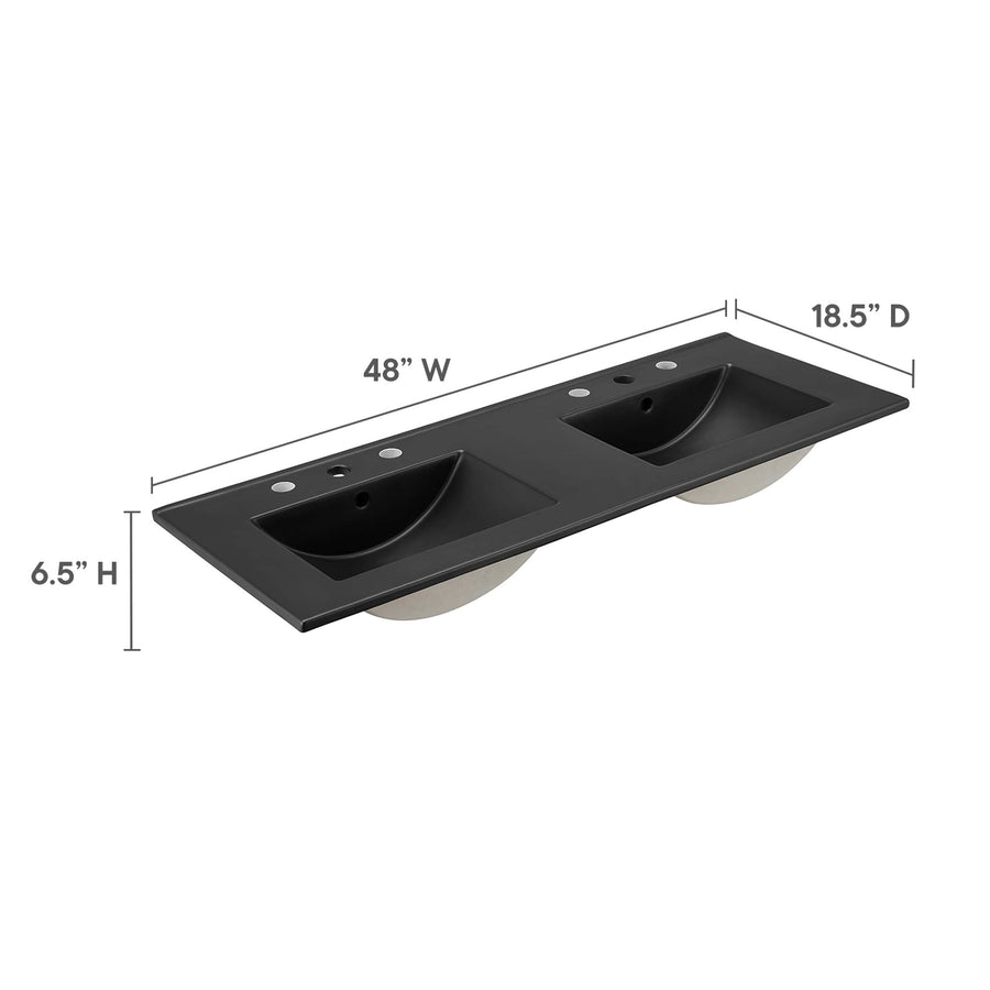 Calla 48" Double Basin Bathroom Sink in Black