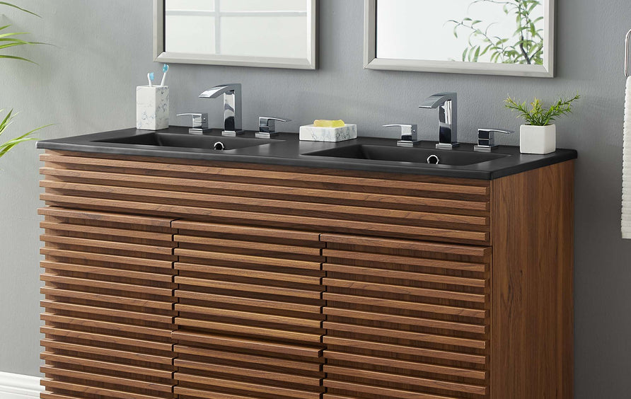 Calla 48" Double Basin Bathroom Sink in Black