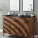 Calla 48" Double Basin Bathroom Sink in Black