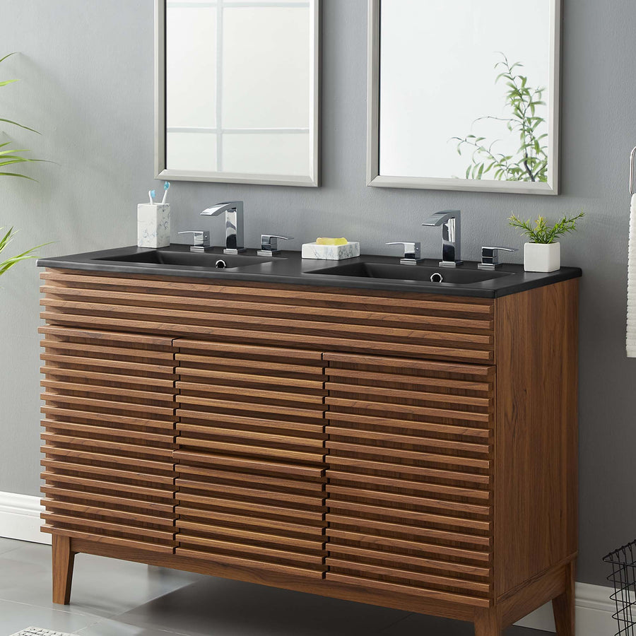 Calla 48" Double Basin Bathroom Sink in Black