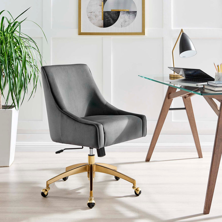 Pierce Performance Velvet Office Chair in Gray