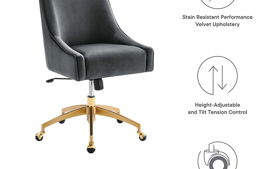 Pierce Performance Velvet Office Chair in Gray
